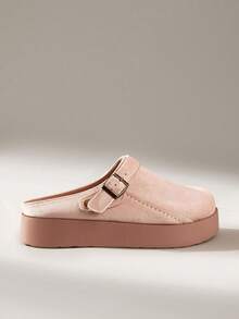 Solecia 女士厚底搭扣休闲拖鞋 - 杏色 - 查看 1