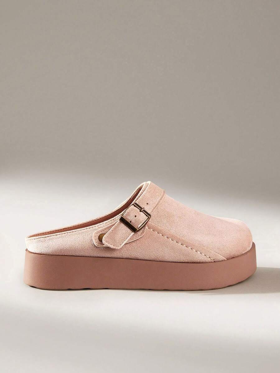 Solecia 女士厚底搭扣休闲拖鞋 - 杏色 - 查看 1