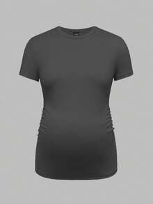 Modmama Maternity Summer City Leisure Round Neck Short Sleeve Solid Color Slim Multi-Color Pregnancy T-Shirt