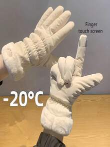 1 Pair Thermal Lined Winter Gloves Touchscreen Compatible Windproof Design Motorcycle Riding Essential Christmas Stocking Fillers Holiday Gift For Women Outdoor Sports Must Haves - multicolor - View 10