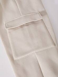 SHEIN ChillGRL 少女三件套针织套装，包含字母印花卫衣、吊带背心和工装裤，舒适百搭，展现青春个性，秋冬必备。 - 卡其色 - 查看 4