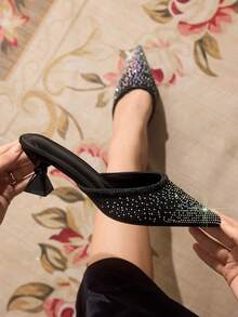 CUCCOO TILAWA Zapatos de tacón con pedrería para mujer, de moda para fiestas - Negro - Ver 6