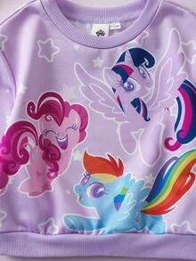 My Little Pony X SHEIN Baby Girl Cute Cartoon Pony Print Crew Neck Long Sleeve Loose Casual Outdoor Purple Sweatshirt - Multicolor - View 5