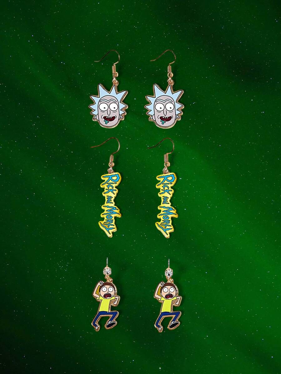 Rick and Morty X SHEIN Women Stud Earrings - 金色 - 查看 1
