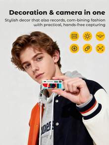 Teckwe 迷你钥匙扣相机，拇指相机，1080P 全高清迷你复古数码相机，微型便携复古微距相机，生日礼物