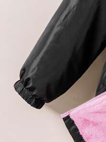 SHEIN 少女休闲连帽防风外套，保暖中长款外套，秋冬季 - 彩色 - 查看 5