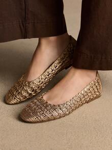 Rosivie Giày lười đế bằng thiết kế rỗng thời trang thường ngày dành cho nữ - Màu be - Xem 8