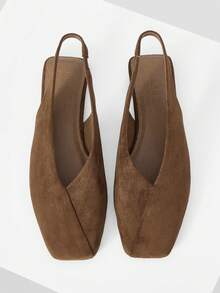 MOTF RETRO BACKLESS BALLET FLATS, FASHION COMFORTABLE ELEGANT SQUARE TOE SLIP-ON DANCE SHOES FOR WOMEN, SUITABLE FOR AUTUMN/WINTER AND ALL SEASONS - Brown - View 1