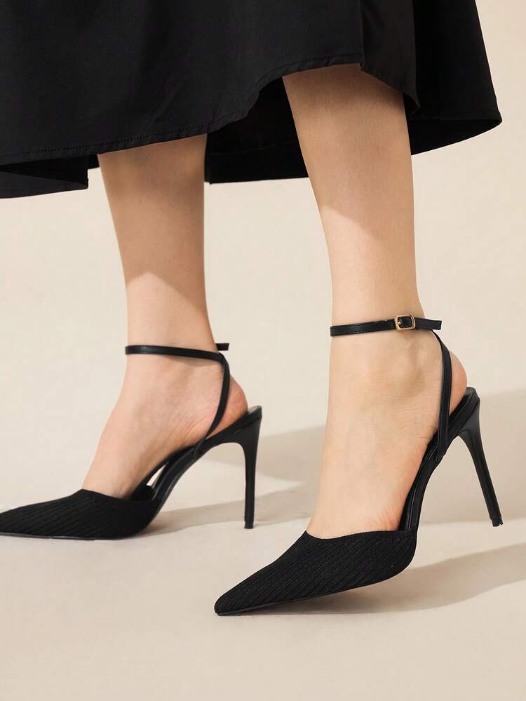 CUCCOO BASICS Women's Pointed Toe Buckle Design Fashionable High Heels, Versatile For Daily Wear