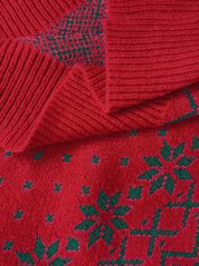 SHEIN LUNE Christmas Reindeer & Snowflake Pattern Dropped Shoulder Knit Sweater For New Year Clothes - Multicolor - View 7