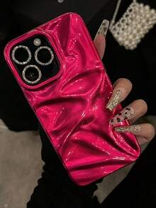 1 件装 3D 亮面单色波浪纹手机壳，兼容 16/15/14/13/12/11 Pro Max Plus，奢华闪亮防震保护套，纤薄贴合，日常使用礼品 - 玫紅色 - 查看 4