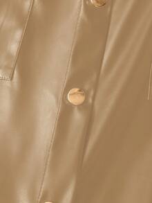 GlowEve Women's Fashionable Versatile Commuter Solid Color Front Button Skirt - Khaki - View 4