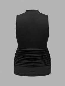 Modmama Top bez rękawów dla kobiet w ciąży w jednolitym kolorze, ze stójką, prosty, swobodny, marszczony - Wielokolorowe - Zobacz 9