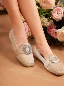 Champagne Colored Korean Velvet Flat Fashionable Comfortable Woman Shoes Flat Shoes For Spring And Summer - Champagne - View 1