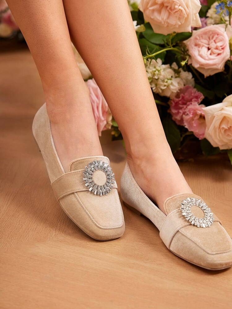 Champagne Colored Korean Velvet Flat Fashionable Comfortable Woman Shoes Flat Shoes For Spring And Summer