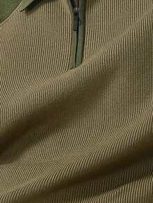 Claim Dot Men's Patchwork Raglan Sleeve Half Zipper Front Casual Sweater, Simple Design, Fall/Winter