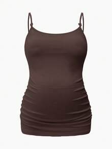 Modmama 带胸罩杯的哺乳背心，无袖白色孕妇上衣 - 摩卡棕 - 查看 9