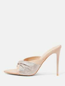 Pointed Toe Thin High Heels With Rhinestone Decor Sexy Women's Sandals Vacation Shoes Summer - Apricot - View 6