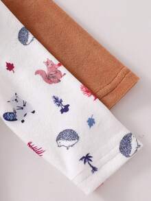 Newborn Baby Pajamas-2 Piece Pajama Set Fox Brown Footed Romper White Woodland Print Long Sleeve Round Neck Long Pants Option Cozy Warm Lightweight Breathable Multi Season Baby Sleep Outfit Holiday 2026 New Year Essential Gift