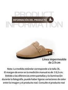 Sandalias planas para mujer, versátiles y perfectas para el día a día; con puntera redonda y hebilla cuadrada, zapatos a juegoel regalo ideal para San Valentín, fáciles de combinar con cualquier look - Caqui - Ver 7