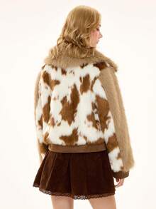 ROMWE Hippie Vintage Milchtextur süße Herz Version Kunstpelz Jacke - Verschiedenfarbig - Übersicht 2