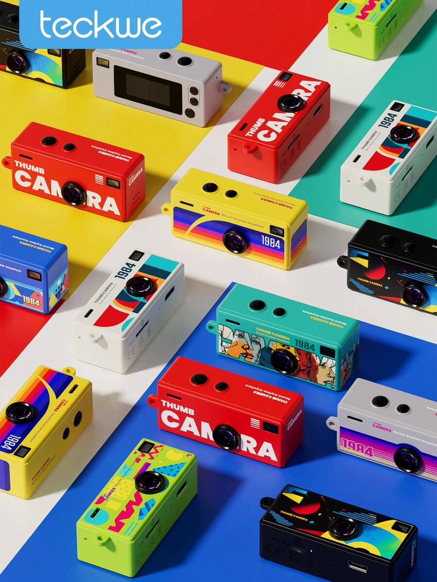 Teckwe 迷你钥匙扣相机，拇指相机，1080P 全高清迷你复古数码相机，微型便携复古微距相机，生日礼物