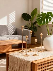 3 / 6 / 12 / 30 PCS Golden Vintage Elegant Wedding Candle Holders Cone Shape Table Centerpiece Decor European Romantic Celebration Home Room Anniversary Decoration - Multicolor - View 6