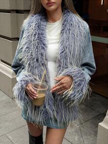 Aloruh Women's Y2K Faux Fur Oversized Coat, Suitable For Casual Outings, Autumn/Winter - Multicolor - View 7
