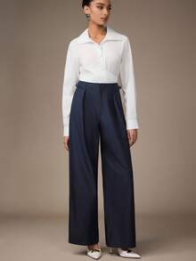 Modelyn Women's Solid Color Casual Commuter Pants, Autumn - Dark Grey - View 4