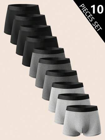 Manfinity Underwear&Sleepwear Basics 10条装 男士弹性腰带舒适平角内裤