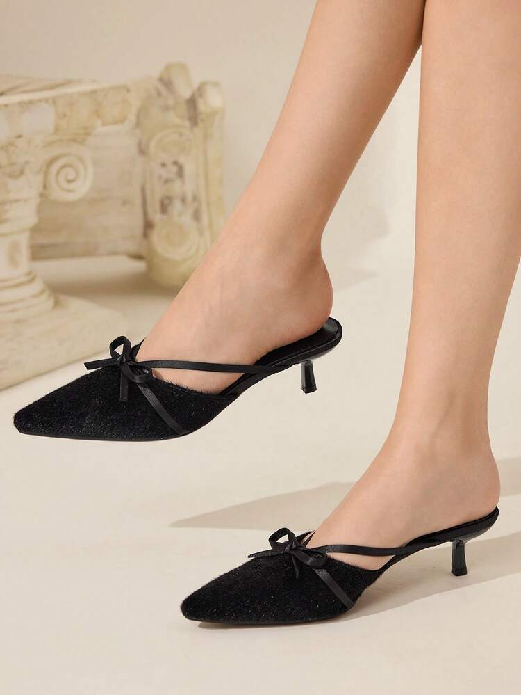 CUCCOO CHICEST Women's Elegant Gothic Retro Purple Velvet Pointed Toe Kitten Heel Shoes, Featuring Bow Strap Criss-Cross Design, Suitable For Formal Occasions, Parties, Dates, Afternoon Tea, Halloween For Christmas