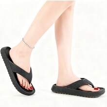 Chanclas de Dedo Mujer Plataforma Gruesa, Sandalias Unisex EVA Antideslizante - Ideal Playa y Hogar - 8728-Negro - Ver 5