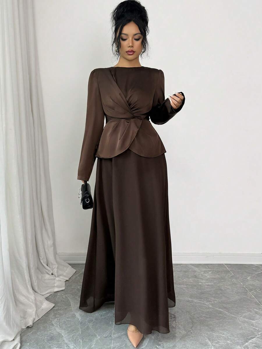 SHEIN Elenzya Vestido elegante de festa em cor sólida com cintura torcida