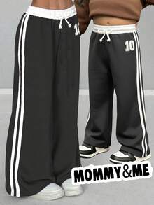 SHEIN Babygirl Casual Sporty Gray Loose Elastic Waist Pants - Grey - View 1