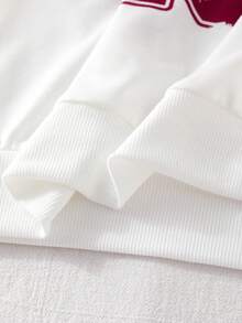 Sparklyn 两件套少女V领长袖T恤，印有23个字母和数字，搭配阔腿裤，舒适休闲运动风，适合春秋季穿着。 - 紅色 - 查看 6