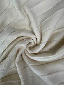 SHEIN Elenzya 女式 V 领镂空喇叭袖褶腰修身 A 字针织连衣裙，秋冬 - 米色 - 查看 7