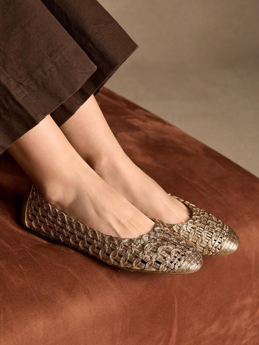 Rosivie Giày lười đế bằng thiết kế rỗng thời trang thường ngày dành cho nữ - Màu be - Xem 1