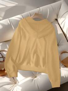 GlowEve 女士心形图案抽绳落肩长袖宽松卫衣 - 駝色 - 查看 2