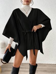 SHEIN PETITE Fashionable Casual Versatile Cover Up Style Overcoat For Women, Autumn/Winter