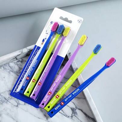 1 Peça/3 Peças Conjunto de Escovas de Dente Manuais com Cerdas Macias para Cuidados Suaves com as Gengivas, Cores Aleatórias, para Adultos Homens Mulheres Unissex, Higiene Bucal Diária, Uso Doméstico, Essencial para Banheiro