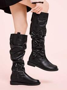 CUCCOO DOLLMOD Women's Retro Over-The-Knee Boots, Round Toe Slim Fit Tall Riding Boots For Christmas - Black - View 4