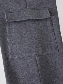 SHEIN ChillGRL Tween Girls 3-Piece Knit Outfit With Letter Print Sweatshirt, Camisole, And Cargo Pants, Comfortable And Set For Autumn/Winter - Dark Grey - View 7
