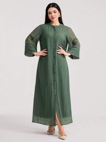 Veilorie 保守休闲女式阿拉伯风格连衣裙 - 綠色 - 查看 4