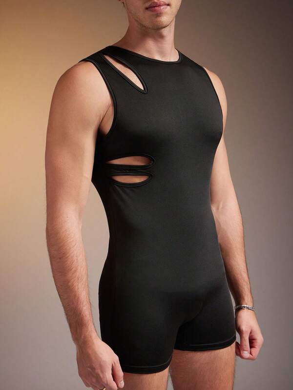 FeverCity Mono de punto ajustado con cuello redondo y calado para hombres