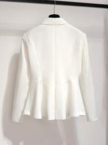 Franclia 女式优雅喇叭下摆带衬里长袖开叉喇叭裤套装 - 白色 - 查看 2