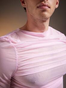 FeverCity Men's Sexy Transparent Soft Long Sleeve T-Shirt - Pink - View 6