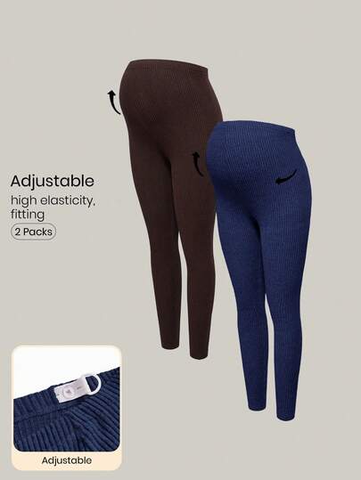 Modmama Maternity Casual Solid Color High Waist Leggings High Elasticity Leggings Maternity Leggings Maternity Pants Adjustable Leggings Ribbed Maternity Leggings