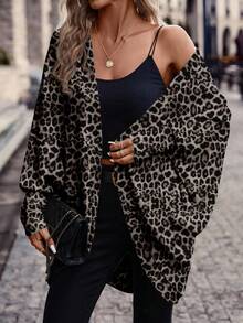 SHEIN Frenchy Casual Women's Leopard Print Pattern Thin Long Sleeve Jacket Winter - Multicolor - View 6