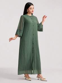 Veilorie 保守休闲女式阿拉伯风格连衣裙 - 綠色 - 查看 6