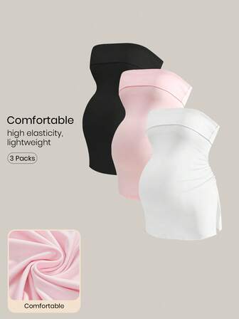 Modmama 孕妇休闲纯色侧开衩抹胸